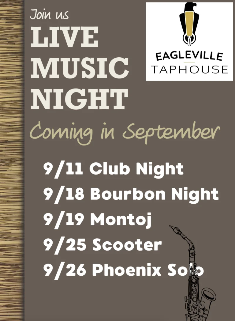 Enjoy live music at Eagleville Taphouse - see who's playing this month!